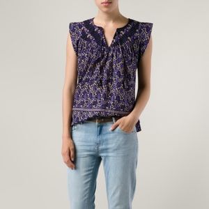 Ulla Johnson Purple Floral Print Algier Top